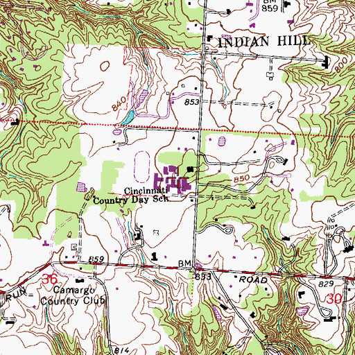 Topographic Map of Cincinnati Country Day School, OH