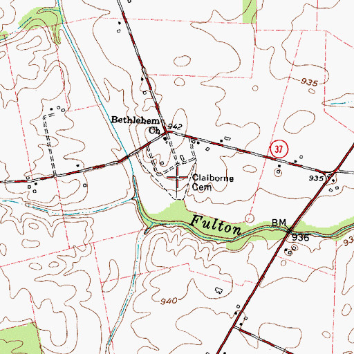 Topographic Map of Claiborne Cemetery, OH