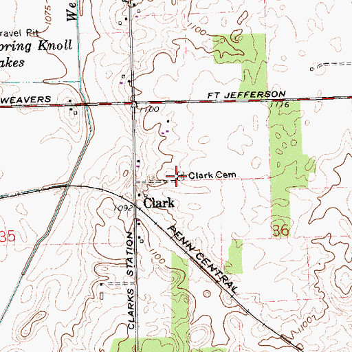Topographic Map of Clark Cemetery, OH