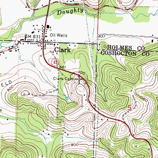 Topographic Map of Clark Cemetery, OH