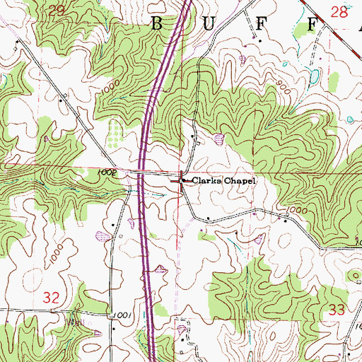 Topographic Map of Clarks Chapel, OH