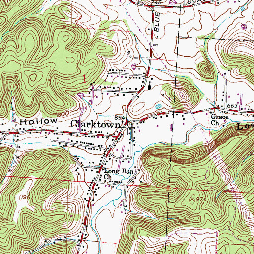 Topographic Map of Clarktown, OH