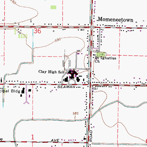 Topographic Map of Clay High School, OH