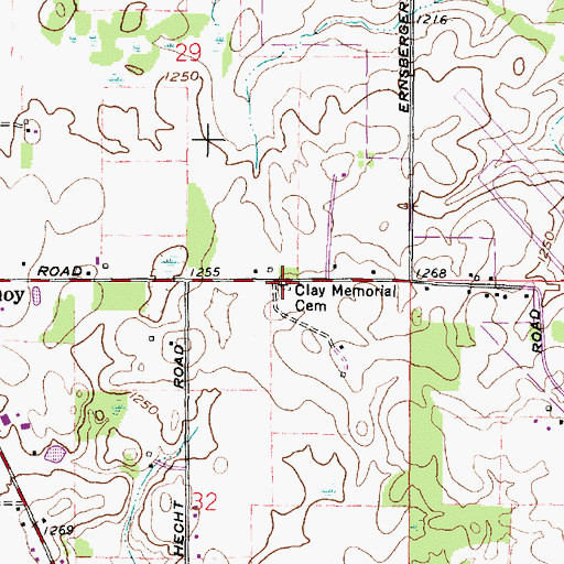 Topographic Map of Clay Memorial Cemetery, OH