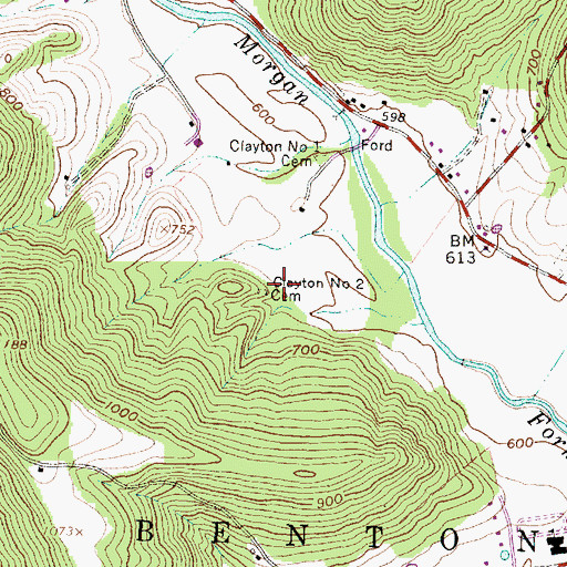 Topographic Map of Clayton Number 2 Cemetery, OH