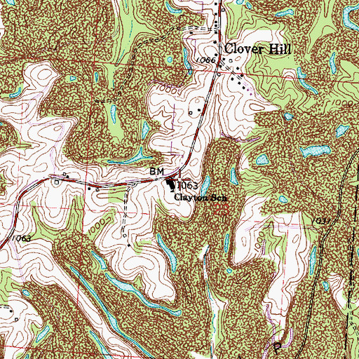 Topographic Map of Clayton School, OH