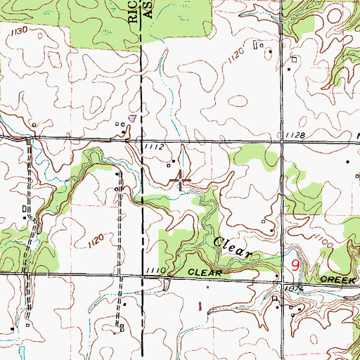 Topographic Map of Clear Creek, OH
