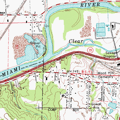 Topographic Map of Clear Creek, OH