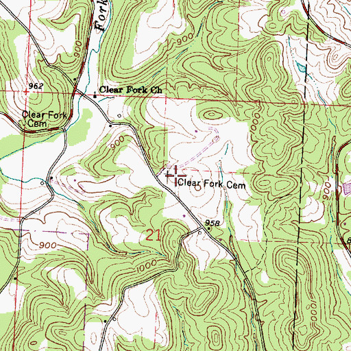 Topographic Map of Clear Fork Cemetery, OH
