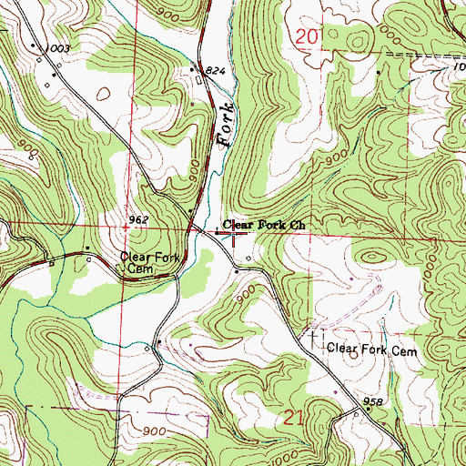 Topographic Map of Clear Fork Church, OH