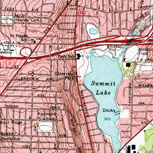 Topographic Map of Clearview Park, OH