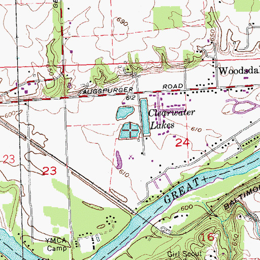 Topographic Map of Clearwater Lakes, OH