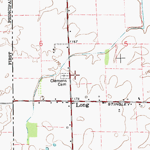 Topographic Map of Clemens Cemetery, OH