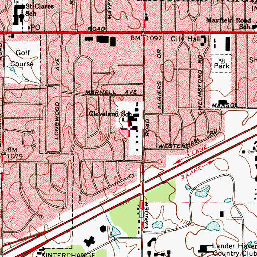 Topographic Map of Cleveland School, OH