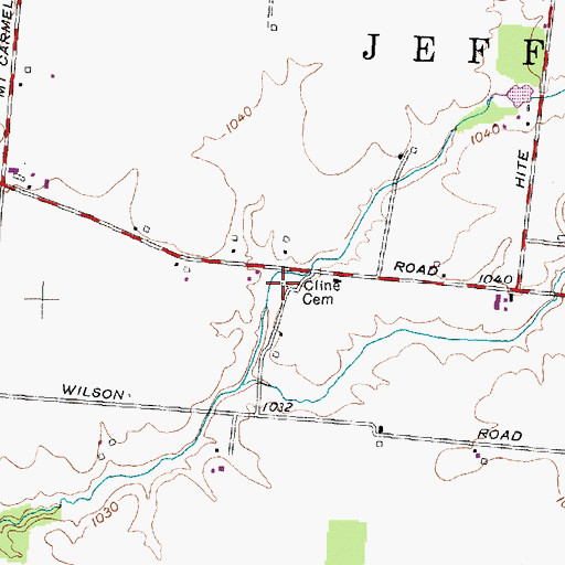 Topographic Map of Cline Cemetery, OH