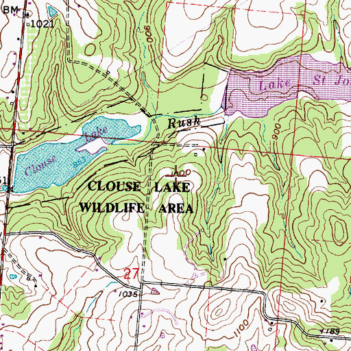 Topographic Map of Clouse Lake Wildlife Area, OH