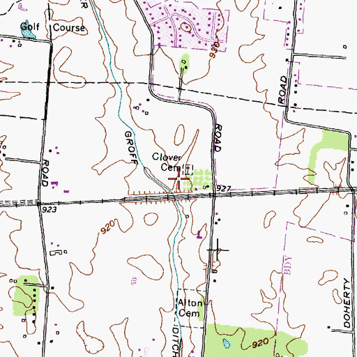 Topographic Map of Clover Cemetery, OH