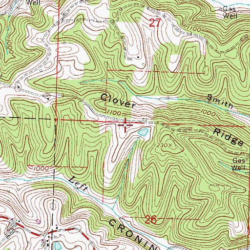 Topographic Map of Clover Ridge, OH