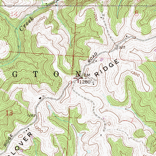 Topographic Map of Clover Ridge, OH