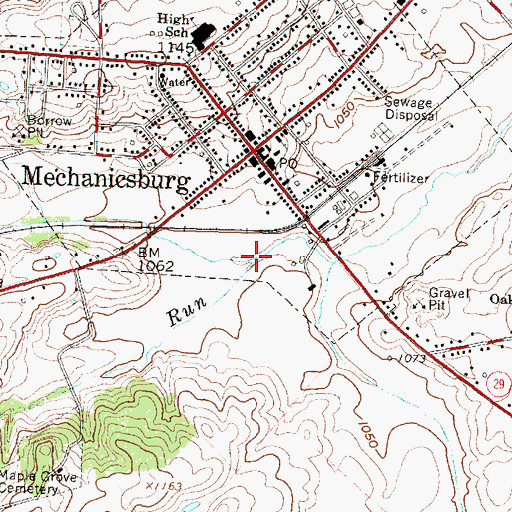 Topographic Map of Clover Run, OH