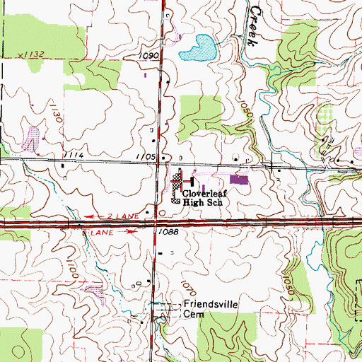 Topographic Map of Cloverleaf High School, OH