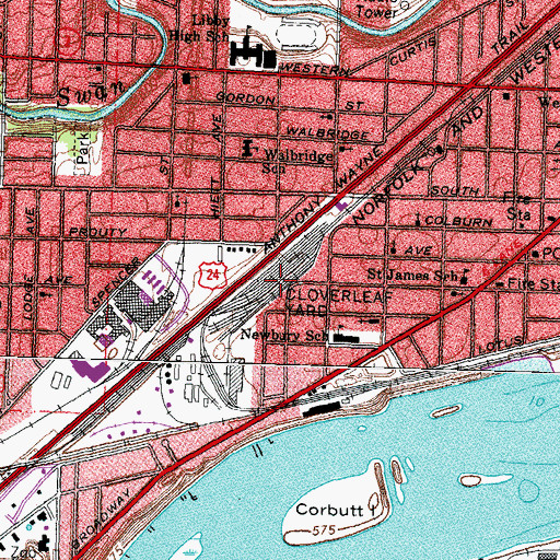 Topographic Map of Cloverleaf Yard, OH