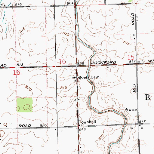 Topographic Map of Coats Cemetery, OH