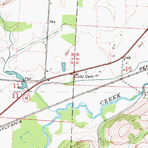 Topographic Map of Cody Cemetery, OH