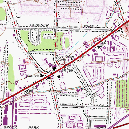 Topographic Map of Coe Ridge Cemetery, OH