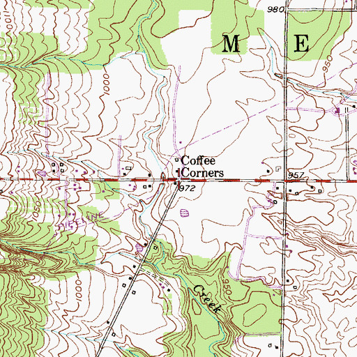 Topographic Map of Coffee Corners, OH