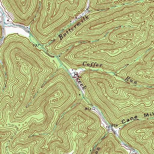 Topographic Map of Coffer Run, OH