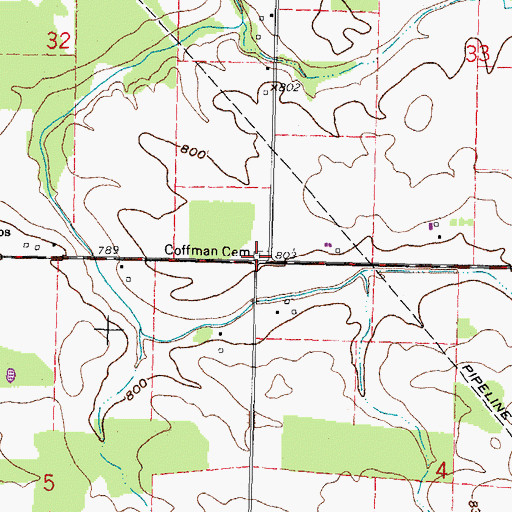 Topographic Map of Coffman Cemetery, OH