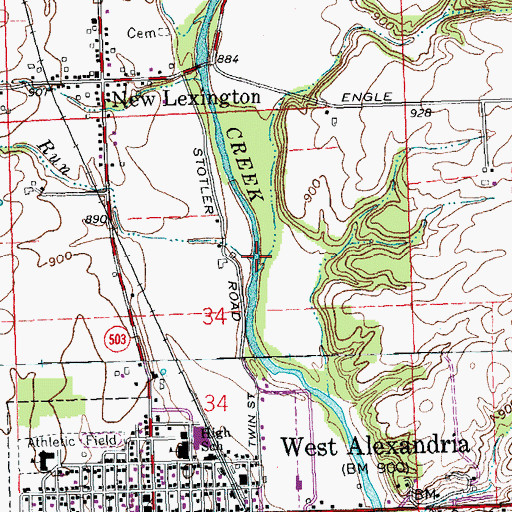 Topographic Map of Coffman Run, OH