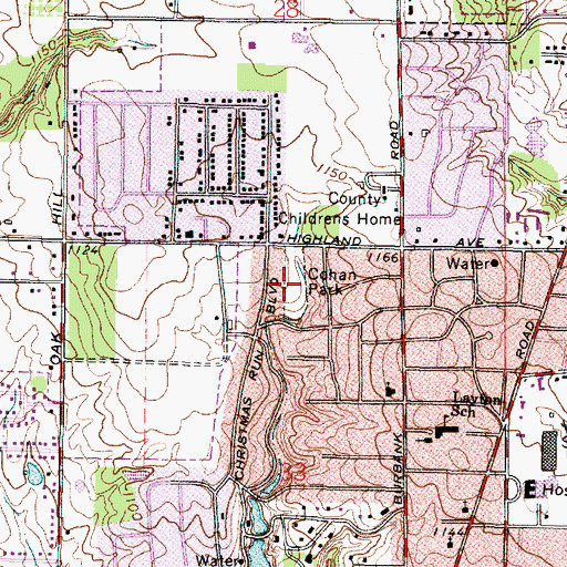 Topographic Map of Cohan Park, OH