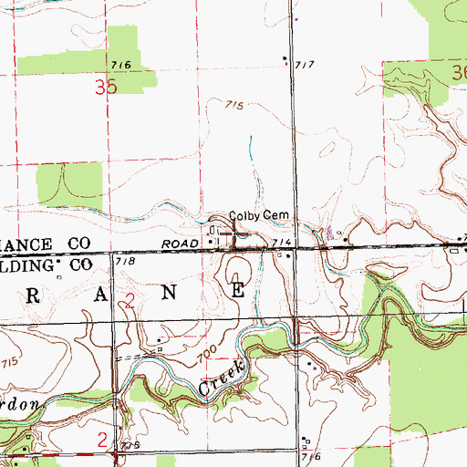 Topographic Map of Colby Cemetery, OH
