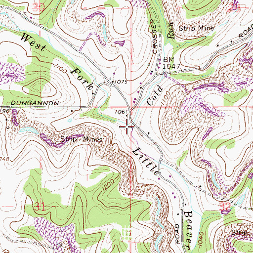 Topographic Map of Cold Run, OH