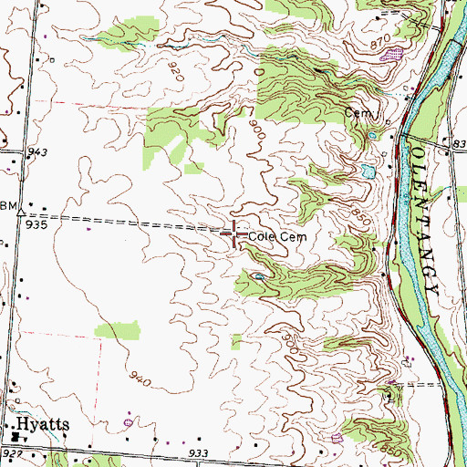 Topographic Map of Cole Cemetery, OH