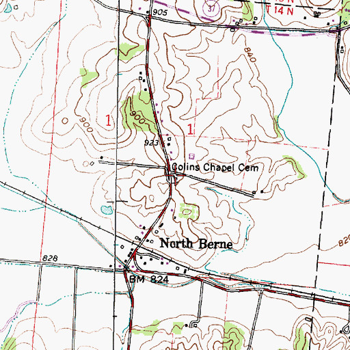Topographic Map of Collins Chapel Cemetery, OH