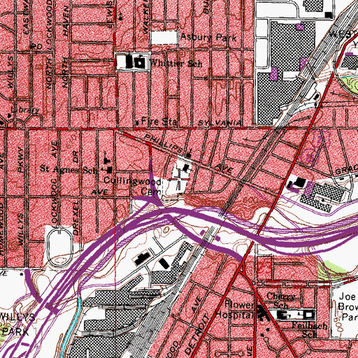 Topographic Map of Collingwood Cemetery, OH