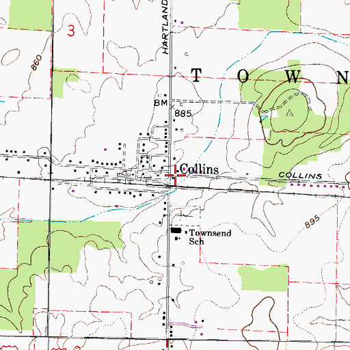 Topographic Map of Collins, OH