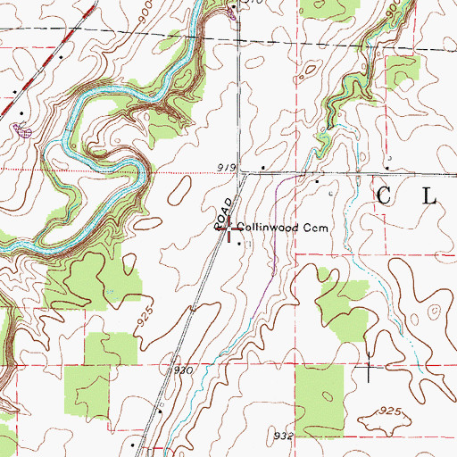 Topographic Map of Collinwood Cemetery, OH