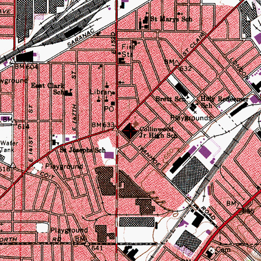 Topographic Map of Collinwood Junior High School, OH