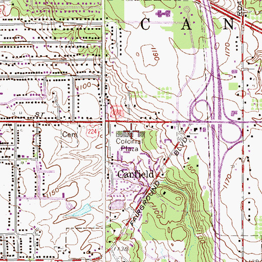 Topographic Map of Colonial Plaza, OH
