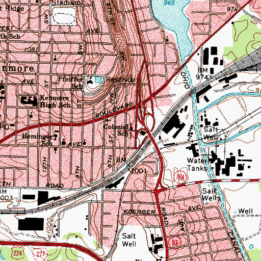 Topographic Map of Colonial School, OH