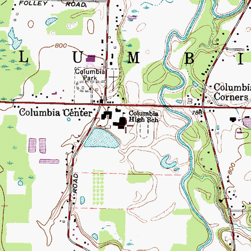Topographic Map of Columbia High School, OH