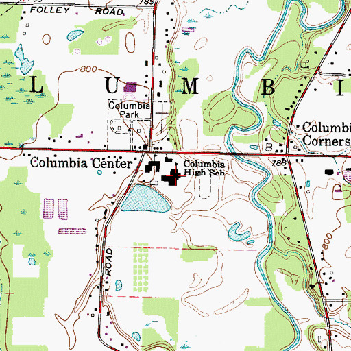 Topographic Map of Columbia Park, OH