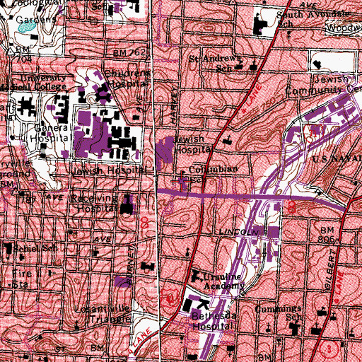 Topographic Map of Columbian School, OH