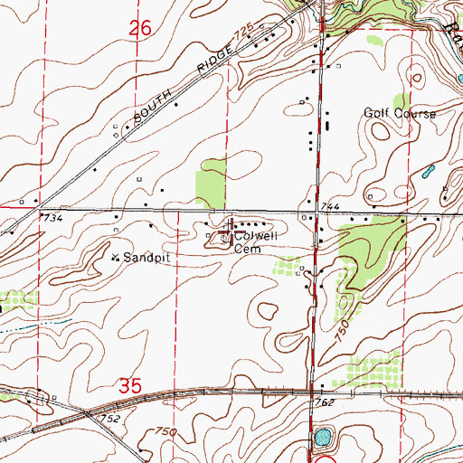Topographic Map of Colwell Cemetery, OH