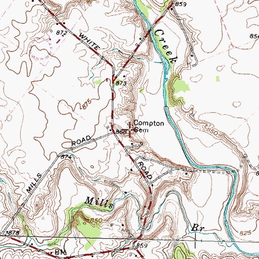 Topographic Map of Compton Cemetery, OH
