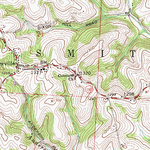Topographic Map of Concord Church, OH